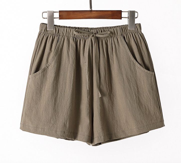 Pantalones cortos casuales de lino sueltos de talla grande - MXbueno