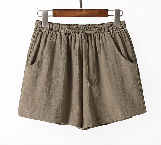 Pantalones cortos casuales de lino sueltos de talla grande - MXbueno