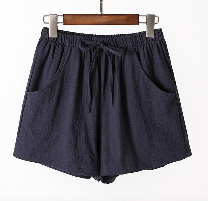 Pantalones cortos casuales de lino sueltos de talla grande - MXbueno