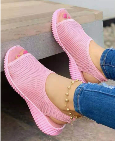 [W-Zapato] [Acuerdo de Liquidación]Peep Toe de tejido de punto transpirable Comfy Sandalias