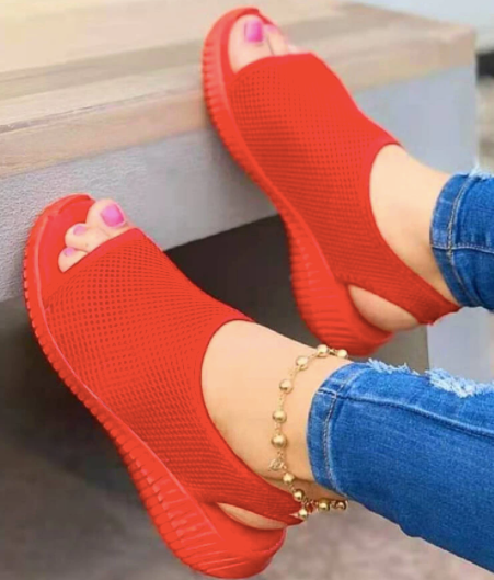 Peep Toe de tejido de punto transpirable Comfy Sandalias - MXbueno