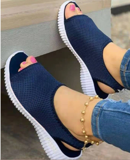 [W-Zapato] [Acuerdo de Liquidación]Peep Toe de tejido de punto transpirable Comfy Sandalias