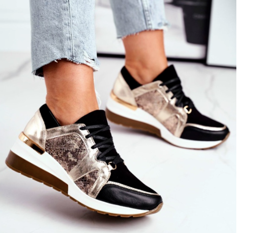 Zapatillas de cuña de cuero transpirable para mujer casual