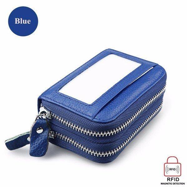 RFID ANTIMAGNETIC GENUINE LEATHER 11 COLORS 11 CARD SLOTS CARD HOLDER PURSE - MXbueno