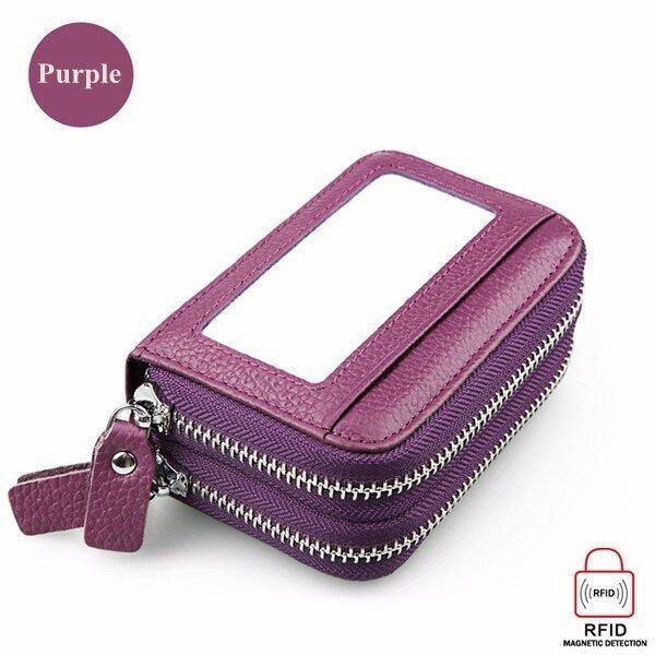 RFID ANTIMAGNETIC GENUINE LEATHER 11 COLORS 11 CARD SLOTS CARD HOLDER PURSE - MXbueno