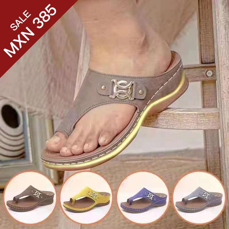 Sandalias De Cuña Abatibles Con Hebilla De Metal