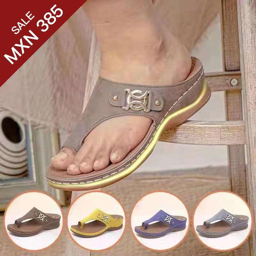 Sandalias De Cuña Abatibles Con Hebilla De Metal