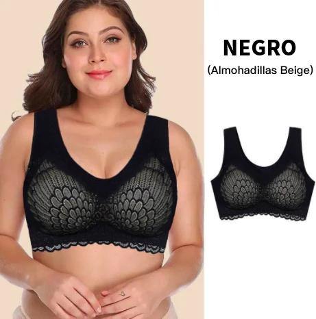 Sujetador de encaje con almohadilla de látex a prueba de golpes y cómodo push up inalámbrico - MXbueno