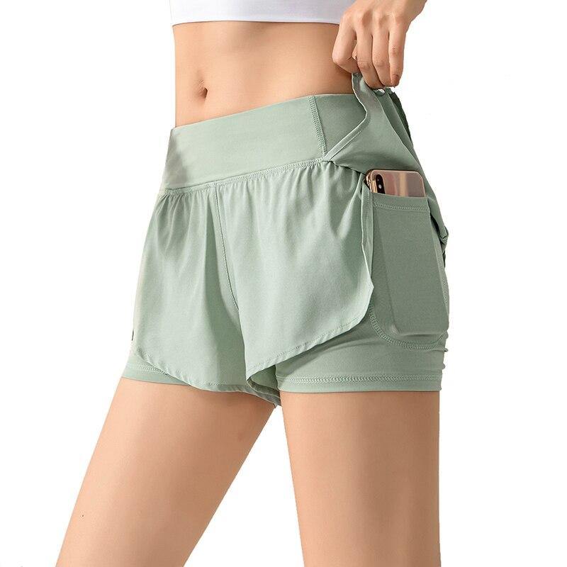 Pantalones cortos para correr con falda y glúteos 2 en 1 para mujer - MXbueno