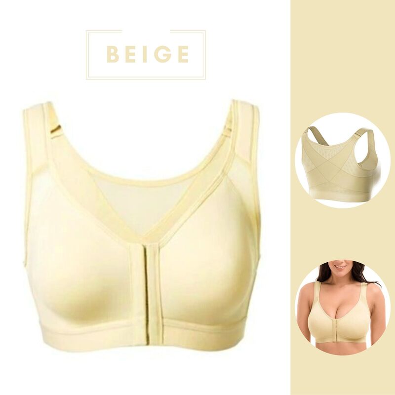 Sujetador De Cierre Frontal Con Soporte Trasero Transpirable De Talla Grande Con Tirantes Ajustables