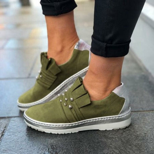 Zapatillas De Deporte De Color Sólido Con Decoración De Perlas Ortopédicas De Nueva Moda