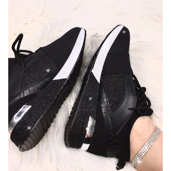 Zapatillas de deporte con cordones de talla grande y brillantes de moda✨