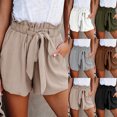 [W-Ropa] Shorts De Pernera Ancha Con Cordones Y Bolsillo