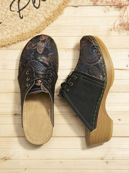 Sandalias Sin Cordones Premium Con Cordones Florales Retro