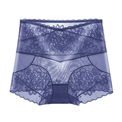 [W-Ropa Interior] Bragas De Encaje De Color Sólido Ultra Delgadas De Cintura Alta Para Mujer