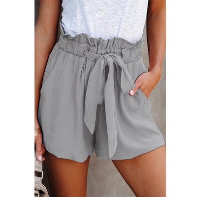 [W-Ropa] Shorts De Pernera Ancha Con Cordones Y Bolsillo