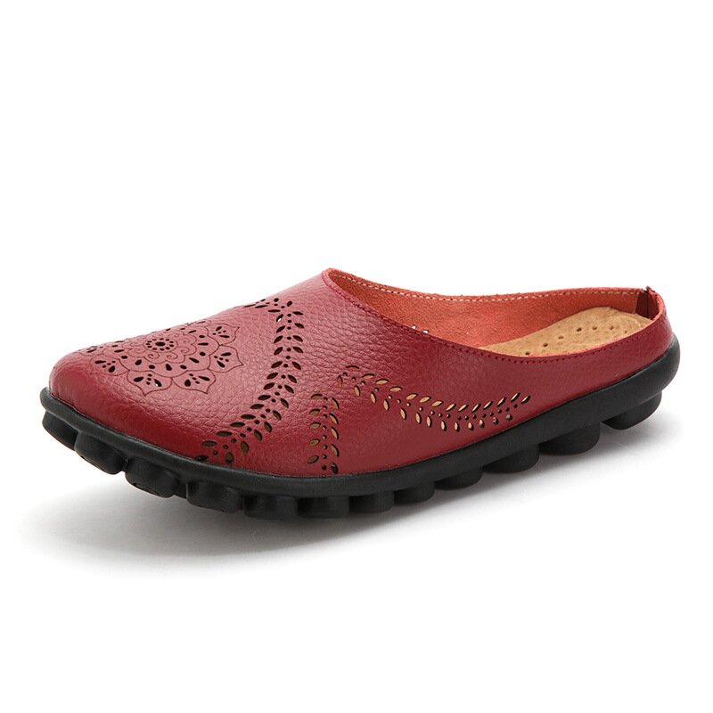 Sandalias De Soporte De Pie De Suela Suave De Cuero De Moda De Otoño