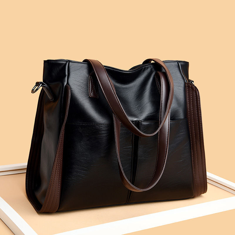 [W-Bolso] Cuero De Alta Capacidad Cuero Suave, Bolsa Grande Para Mujeres