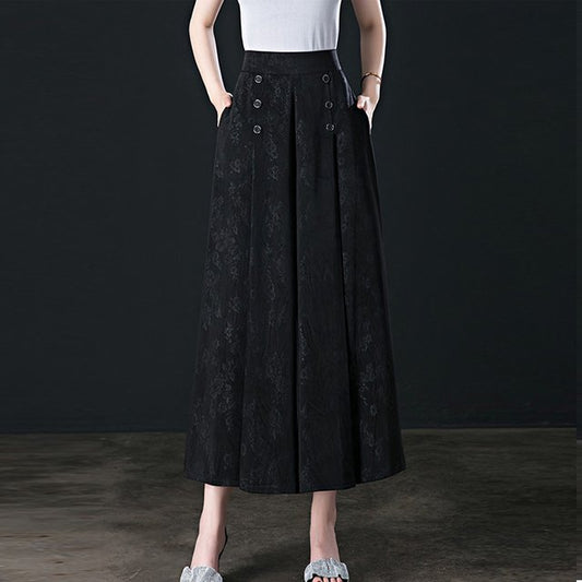 [W-Ropa] Nuevos Culottes Finos De Jacquard De Verano Y Otoño Muestran Pantalones Finos De Pernera Ancha