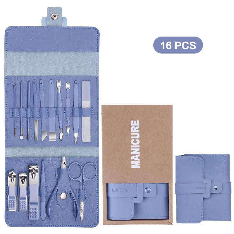 12-16 Piezas / Juego De Cortaúñas Con Bolsa Plegable Kit De Cortaúñas Tijeras Maquillaje Herramientas De Belleza