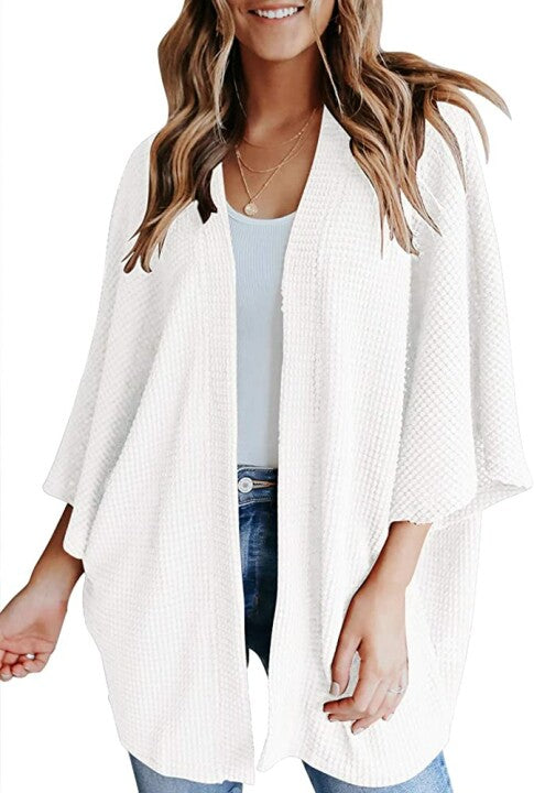 Cárdigan Holgado De Punto Gofrado Con Alas De Murciélago Para Mujer