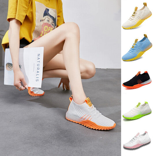 Zapatillas Deportivas Con Cordones Transpirables De Punto Con Bloques De Color