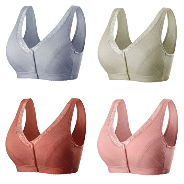 [W-Ropa Interior] (4 PCS es más asequible) TamaÑo MÁs CÓmodo Sujetador De BotÓn Delantero