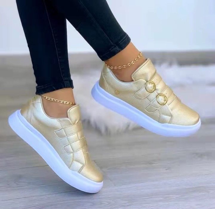Zapatillas Deportivas Con Hebilla De Punta Redonda Súper Cómodas Para Mujer 2021