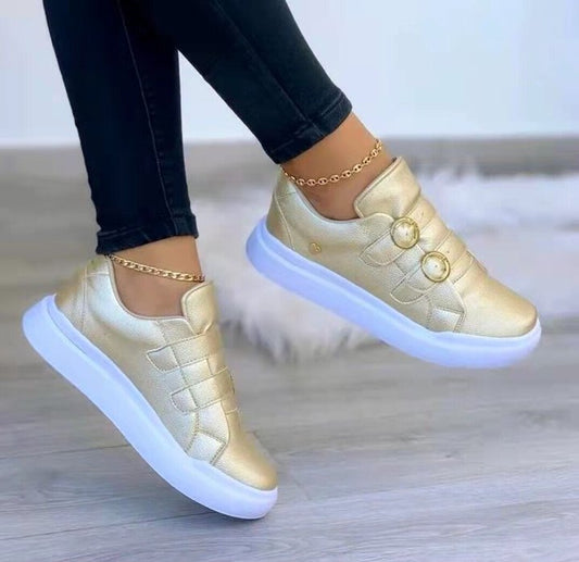 Zapatillas Deportivas Con Hebilla De Punta Redonda Súper Cómodas Para Mujer 2021