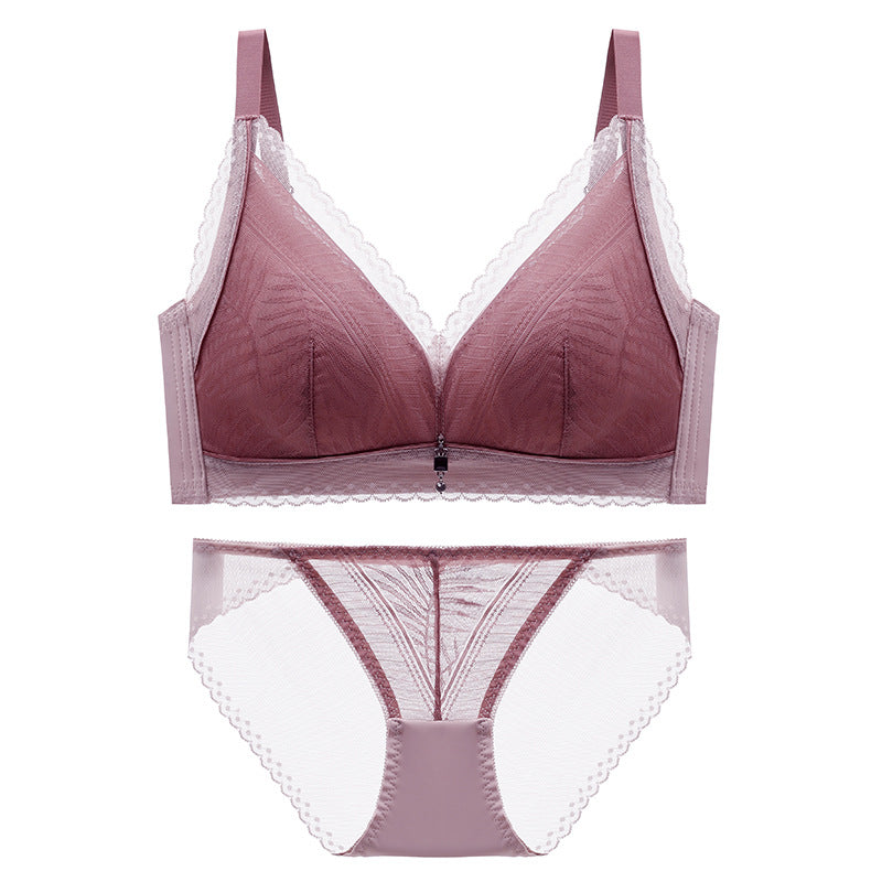 [W-Ropa Interior] Conjunto De Sujetador Fino Con Copa De Cristal Y Orejas De Conejo