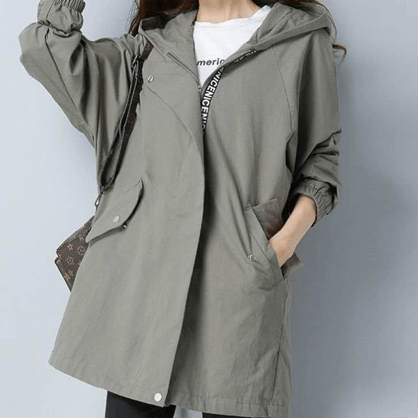 Cortavientos Informal Con Capucha Para Mujer