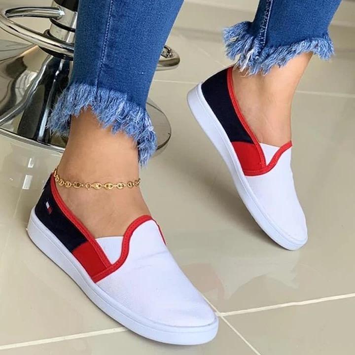 Zapatos casuales cómodos de color en contraste para mujer