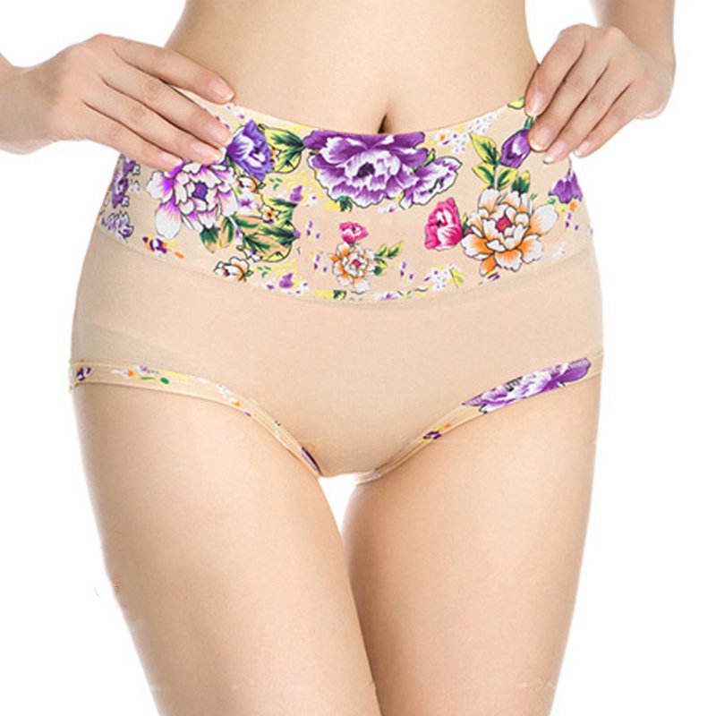 [6 PCS] Bragas Estampadas De Flores De Cintura Alta De Talla Grande
