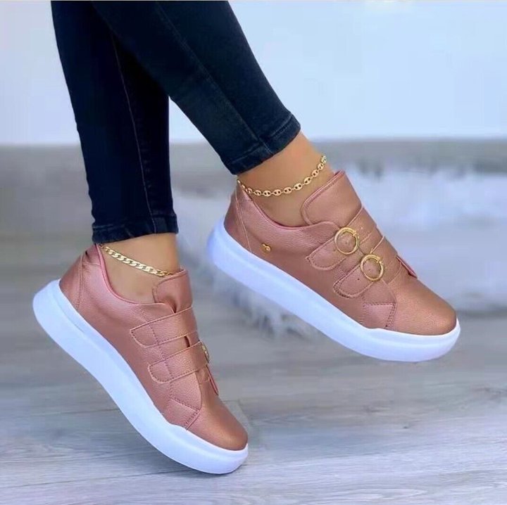 Zapatillas Deportivas Con Hebilla De Punta Redonda Súper Cómodas Para Mujer 2021