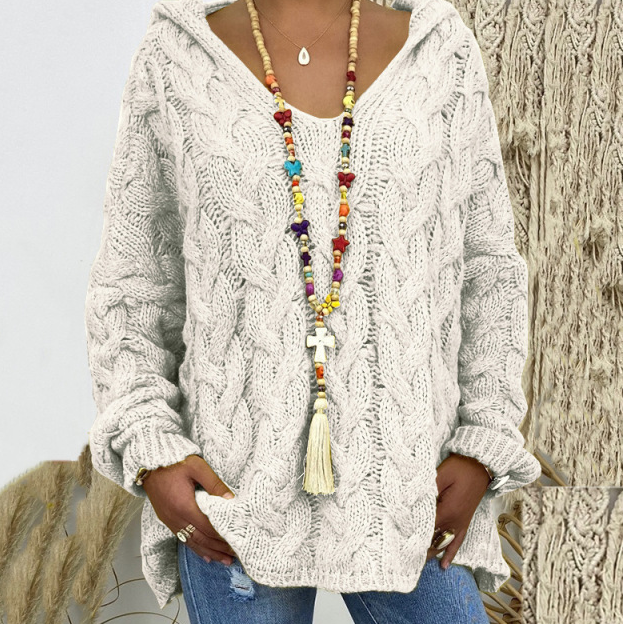 ¡Wow! 🔥2020 Hot Sale🔥Suéter con capucha de punto trenzado de color sólido - MXbueno