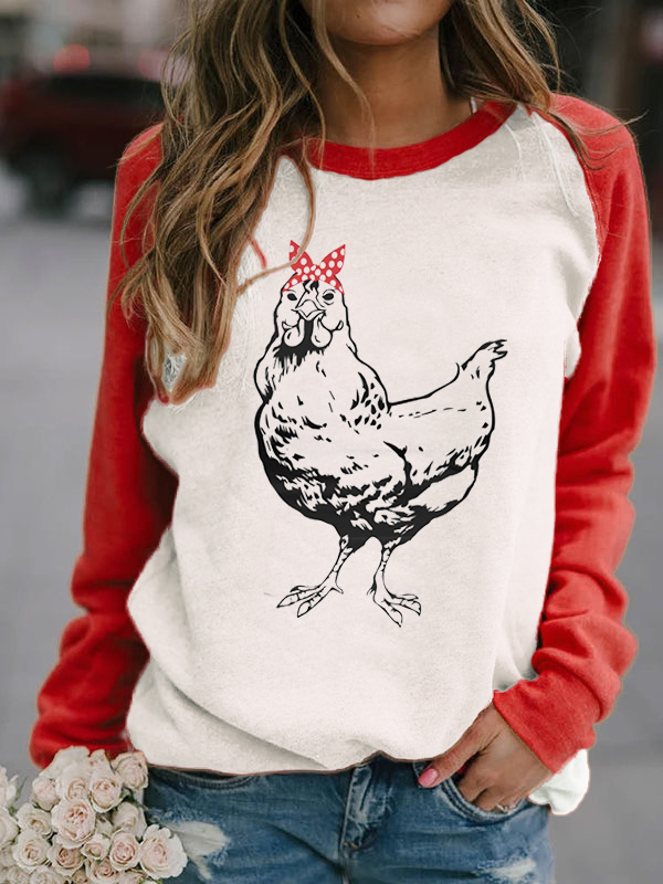 Sudadera Con Estampado De Pollo Con Bandana Para Mujer - MXbueno