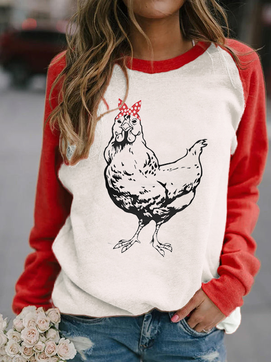 Sudadera Con Estampado De Pollo Con Bandana Para Mujer - MXbueno