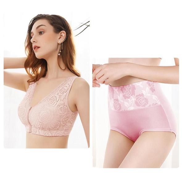 🔥Combinación De Bragas De Encaje Rosa Y Sujetador🔥🔥🔥