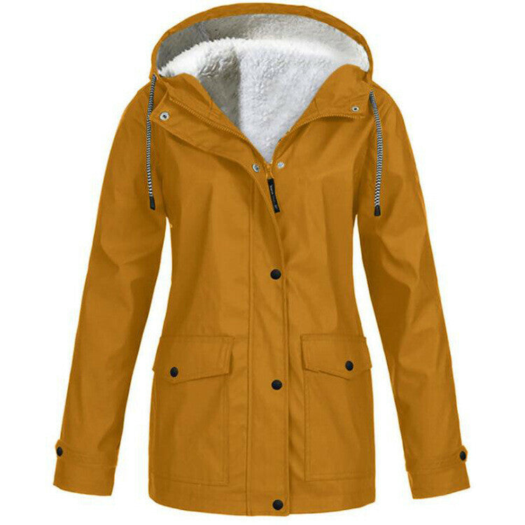 Chaqueta Con Capucha De Lana A Prueba De Viento Impermeable Casual Para Mujer