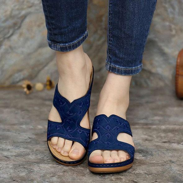 😘 Zapatos De Playa Con Bordado De Tacón De Cuña De Moda De Verano Para Mujer Sandalias De Mujer