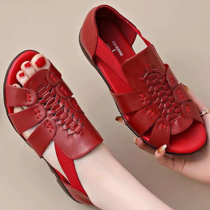 [W-Zapato] Zapatos De Piel Hueca Suave Con Suela De Goma