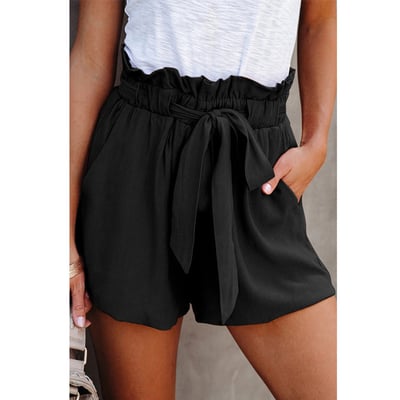 [W-Ropa] Shorts De Pernera Ancha Con Cordones Y Bolsillo