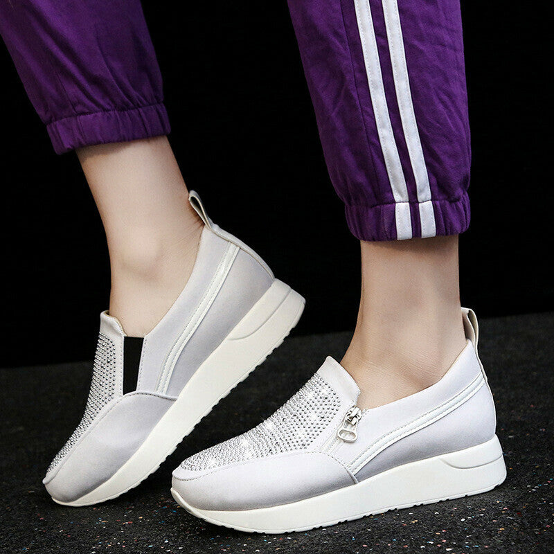 Zapatillas Ortopédicas De Cuña Con Cremallera Lateral Ahuecada Para Mujer