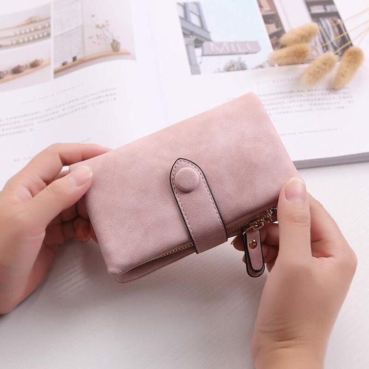 [W-Bolso] Cartera Pequeña De Piel Triple Para Mujer