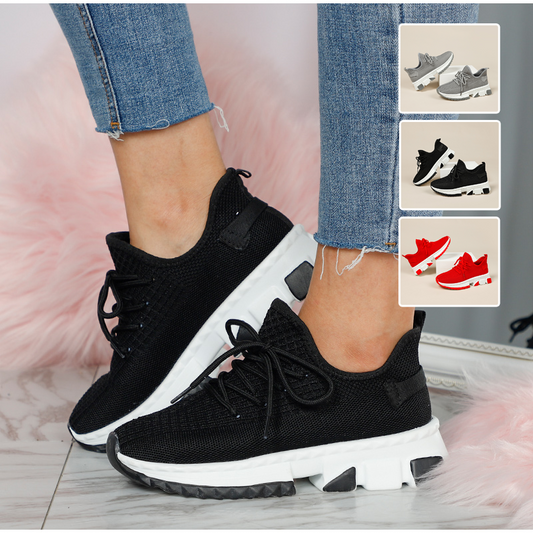 Zapatillas De Malla Con Cordones De Punto Casual