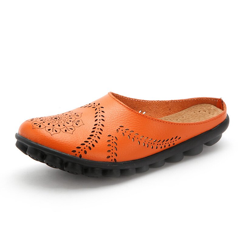 Sandalias De Soporte De Pie De Suela Suave De Cuero De Moda De Otoño