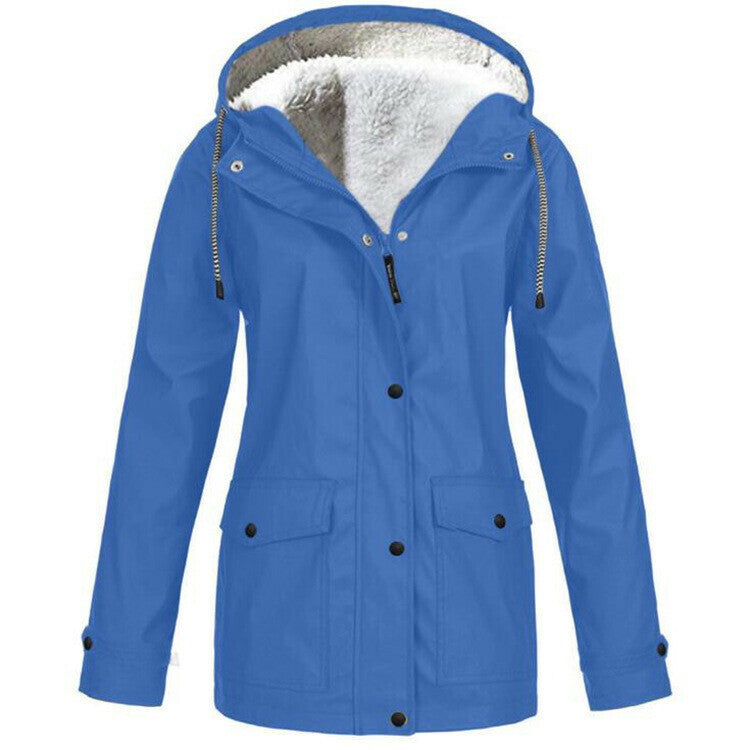 Chaqueta Con Capucha De Lana A Prueba De Viento Impermeable Casual Para Mujer