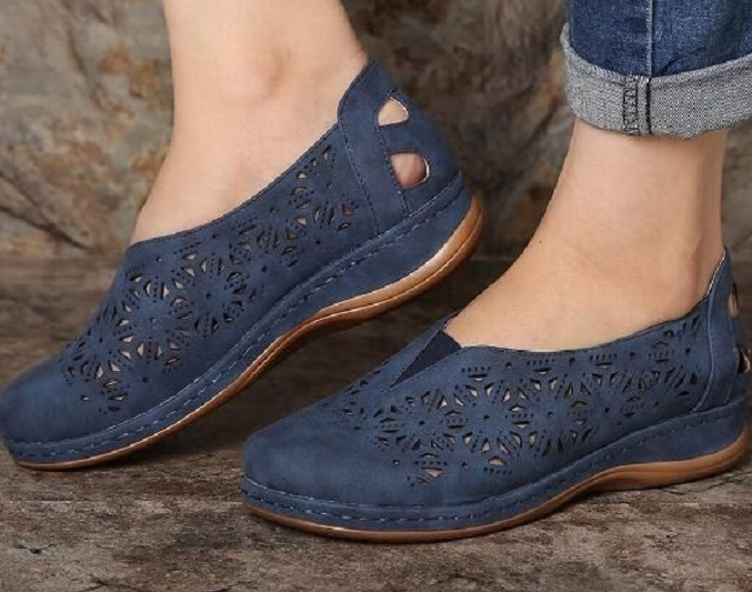 Zapatos de mujer elásticos y cómodos de piel sintética