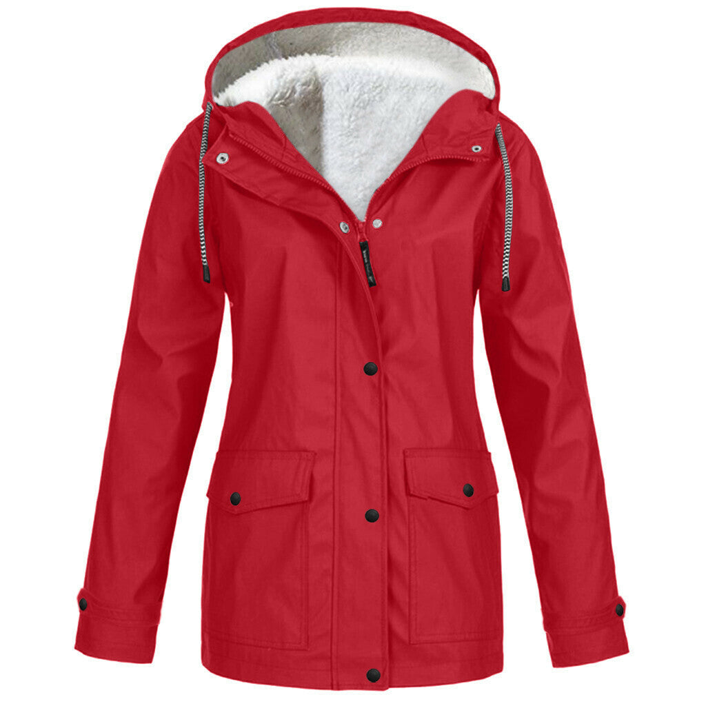 Chaqueta Con Capucha De Lana A Prueba De Viento Impermeable Casual Para Mujer