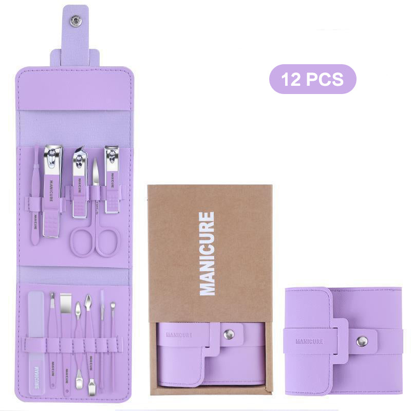 12-16 Piezas / Juego De Cortaúñas Con Bolsa Plegable Kit De Cortaúñas Tijeras Maquillaje Herramientas De Belleza